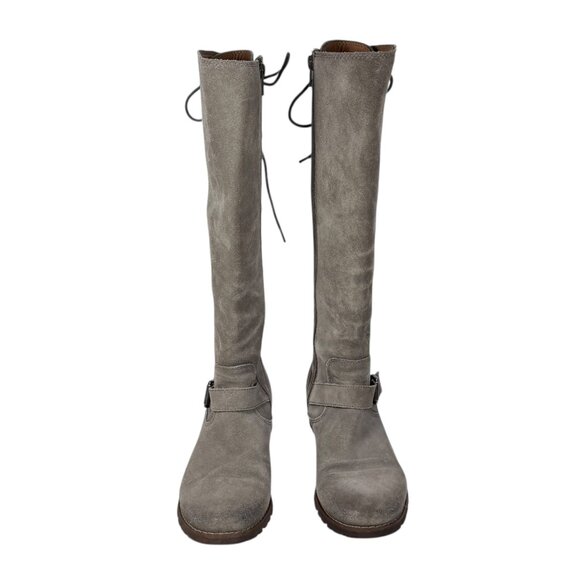 Sofft Selden Lace Up Riding Boots SZ 7 Gray Suede Western Renaissance Pirate - Picture 6 of 14